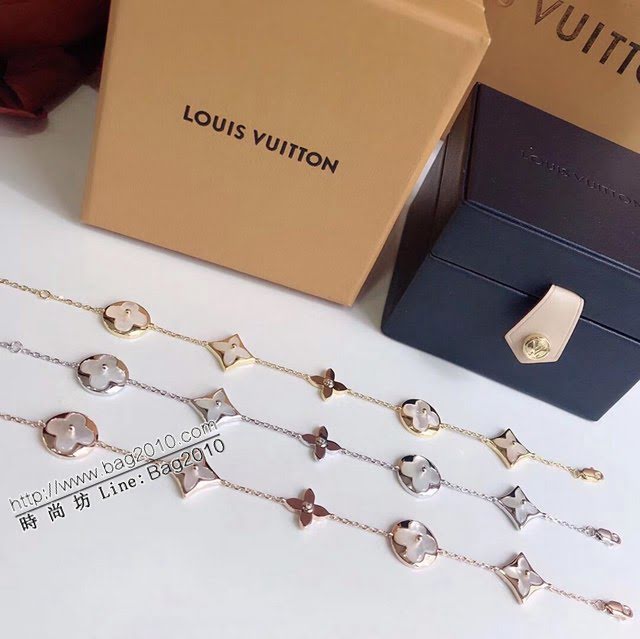 Louis Vuitton純銀飾品 路易威登五花白貝手鏈 LV925多花手環  zglv1909